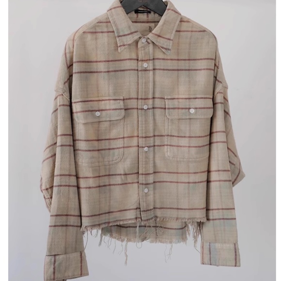 R13 Beige Plaid Button Down Shirt - Picture 6 of 11